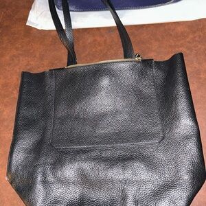 Kiko Black Textured Leather Tote